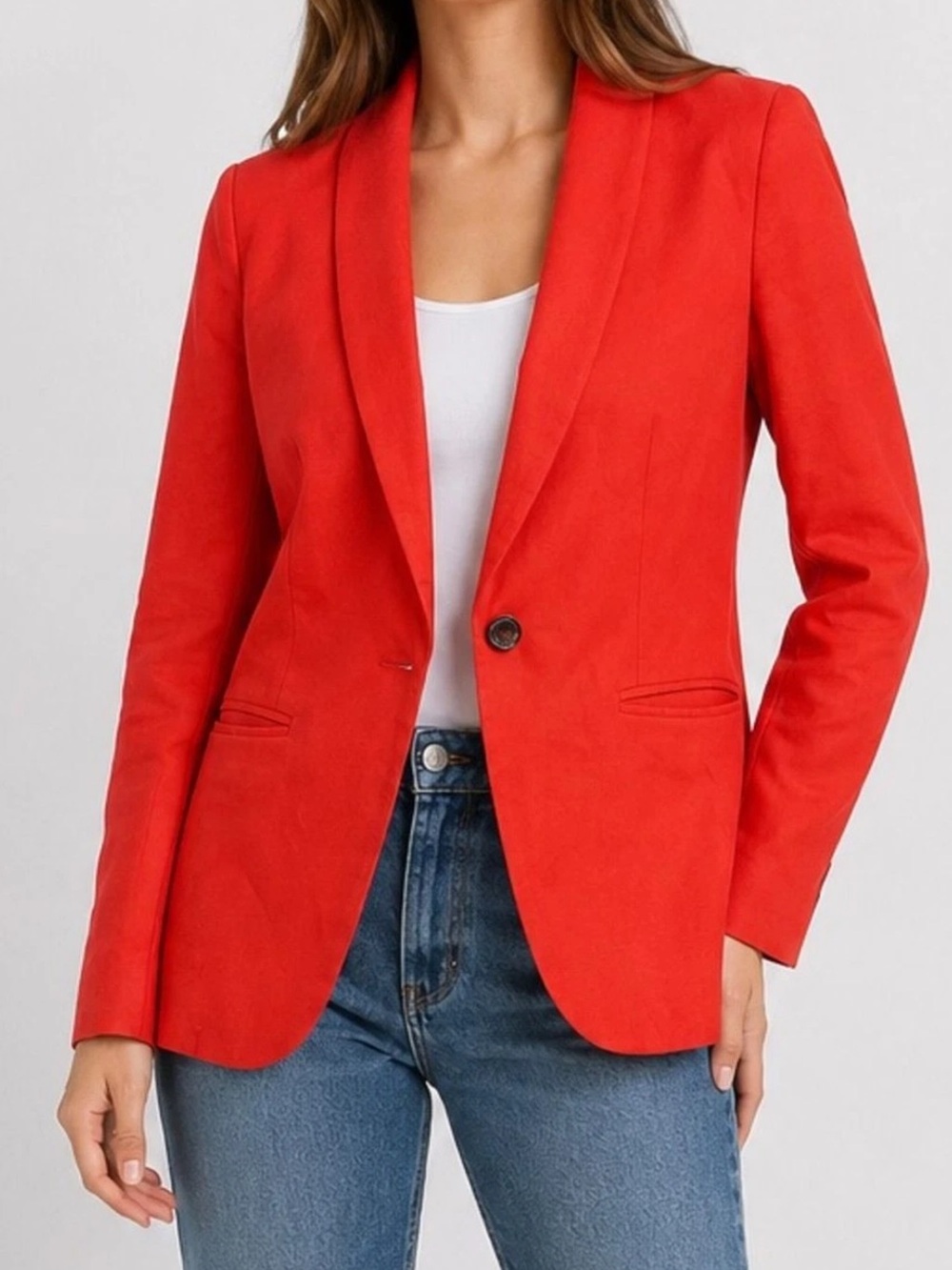 J Crew Parke Linen Blend Single Button Blazer in Brilliant Sunset - Picture 2 of 12